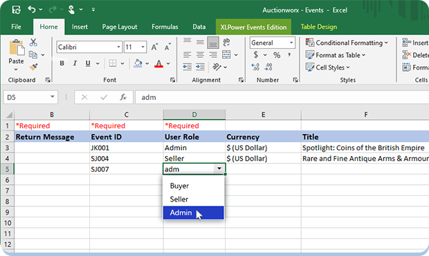 MS Excel Plugin for AuctionWorx