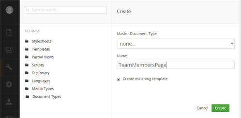 Create new Document Type 'TeamMemberPage'