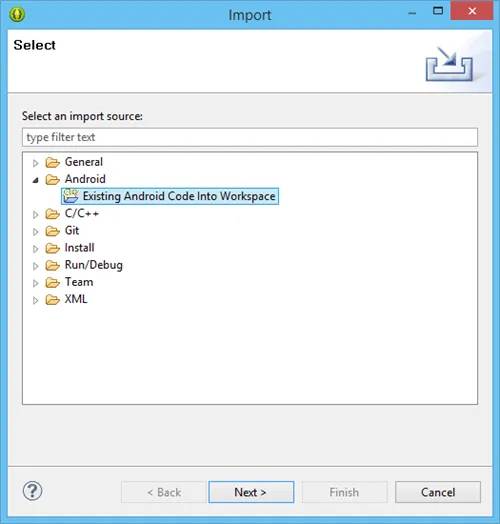 Import Android Code