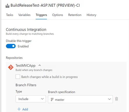 Configure CI Trigger
