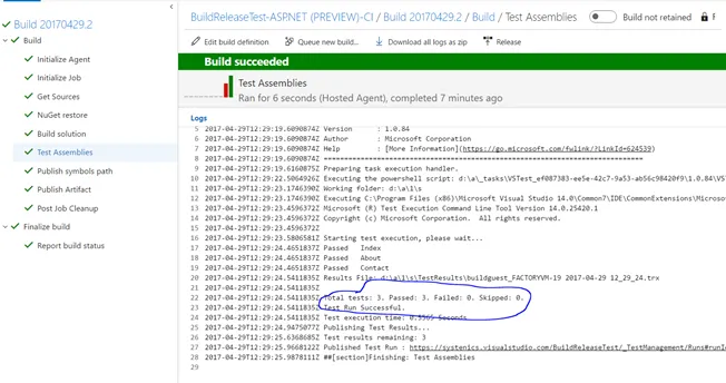 Unit Tests Successfully run on Build Agent